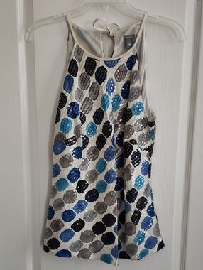 Ann Taylor Neutral & Navy Blouse